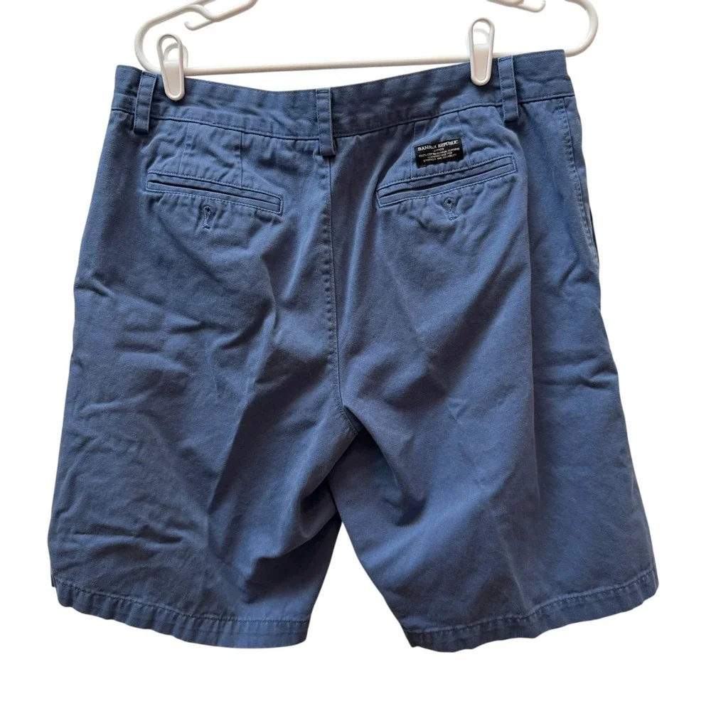 Banana Republic Mens Blue Chino Shorts 100% Cotton Size 34 Flat Front Casual